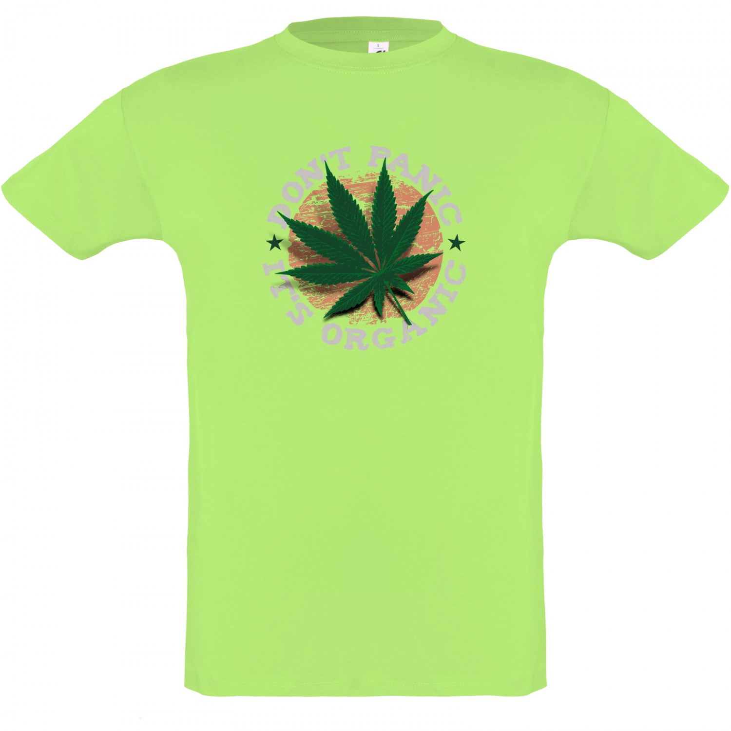T-Shirt Hanf Cannabis don´t panic it´s organic Weed (Farbe: apfelgrün Größe: M)