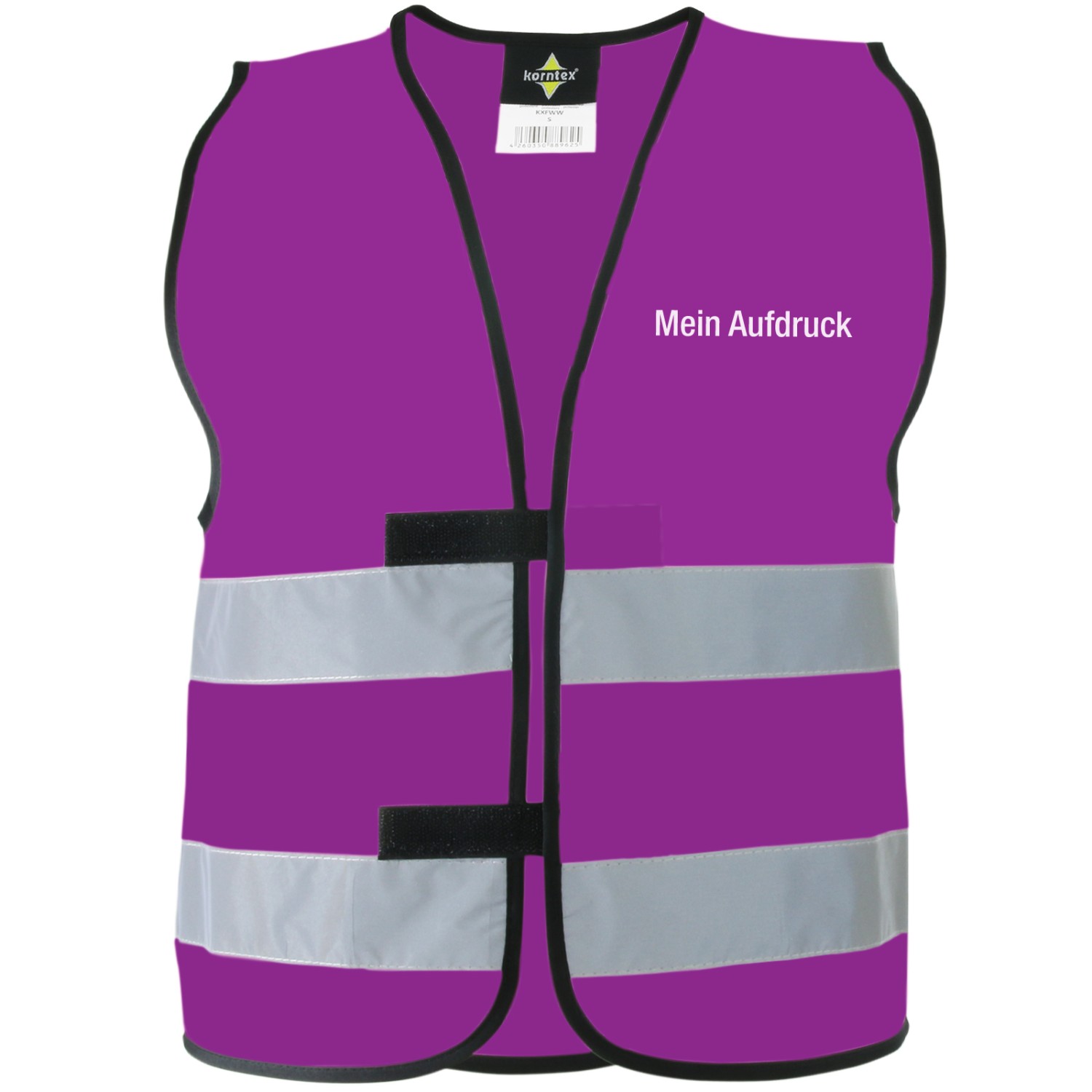 1. Foto Warnweste Violett Funktionsweste COLOR Größe M mit Druck