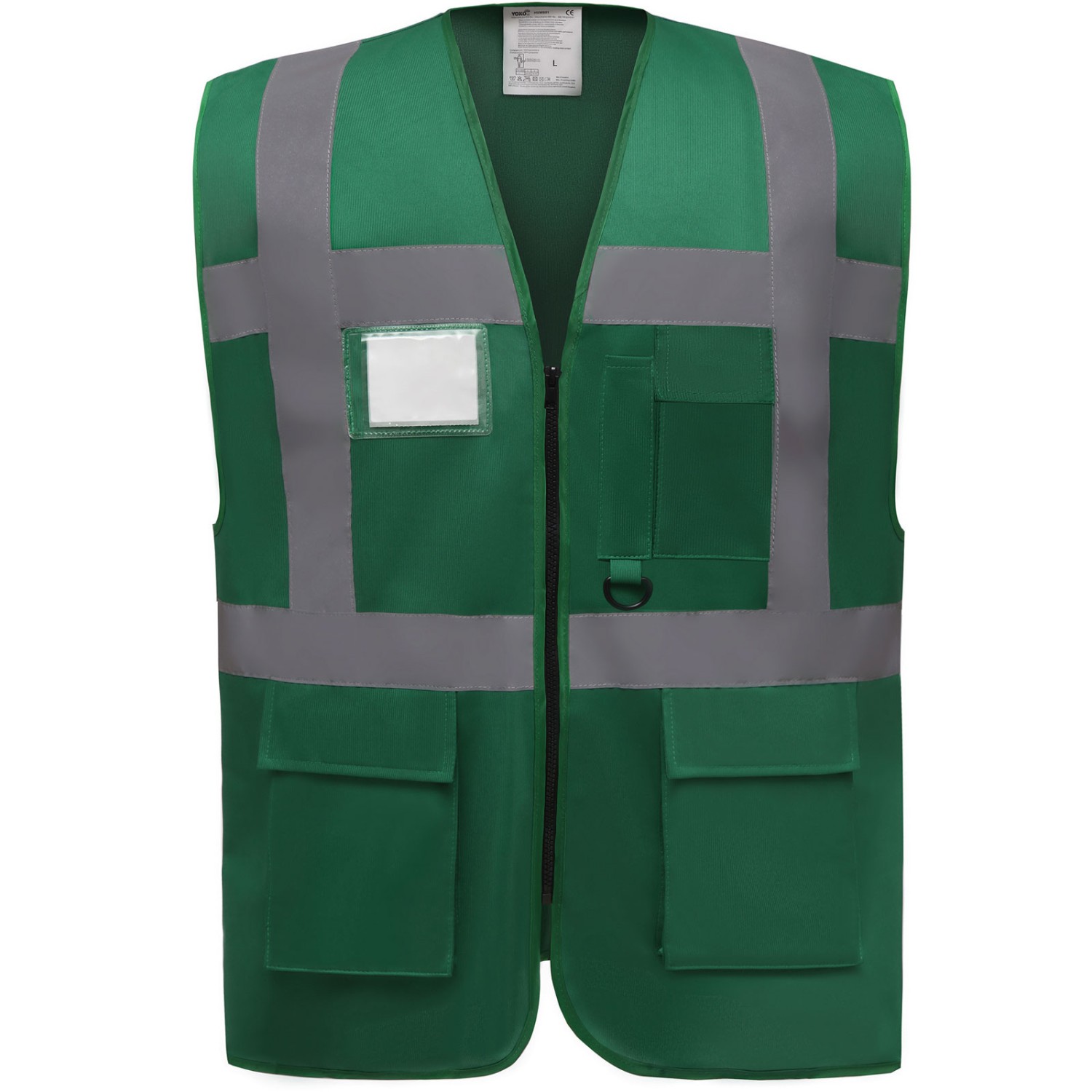 0. Foto Warnweste HVW801 Paramedic Grün M mit Taschen Druck Logo und Text