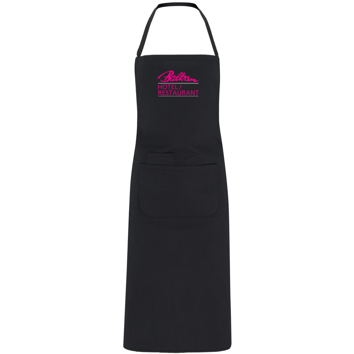 1. Foto Schürze Grillschürze Kochschürze lang mit Logo Text bedrucken (Farbe: schwarz)