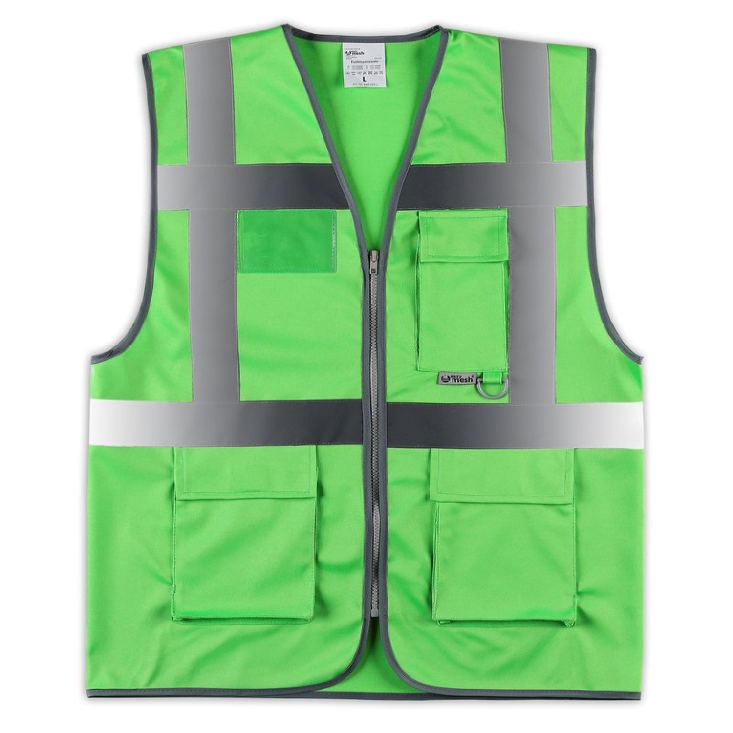 0. Foto Warnweste FUNCTION Reißverschluss und Taschen mit Druck (Farbe: grün Größe: XL)