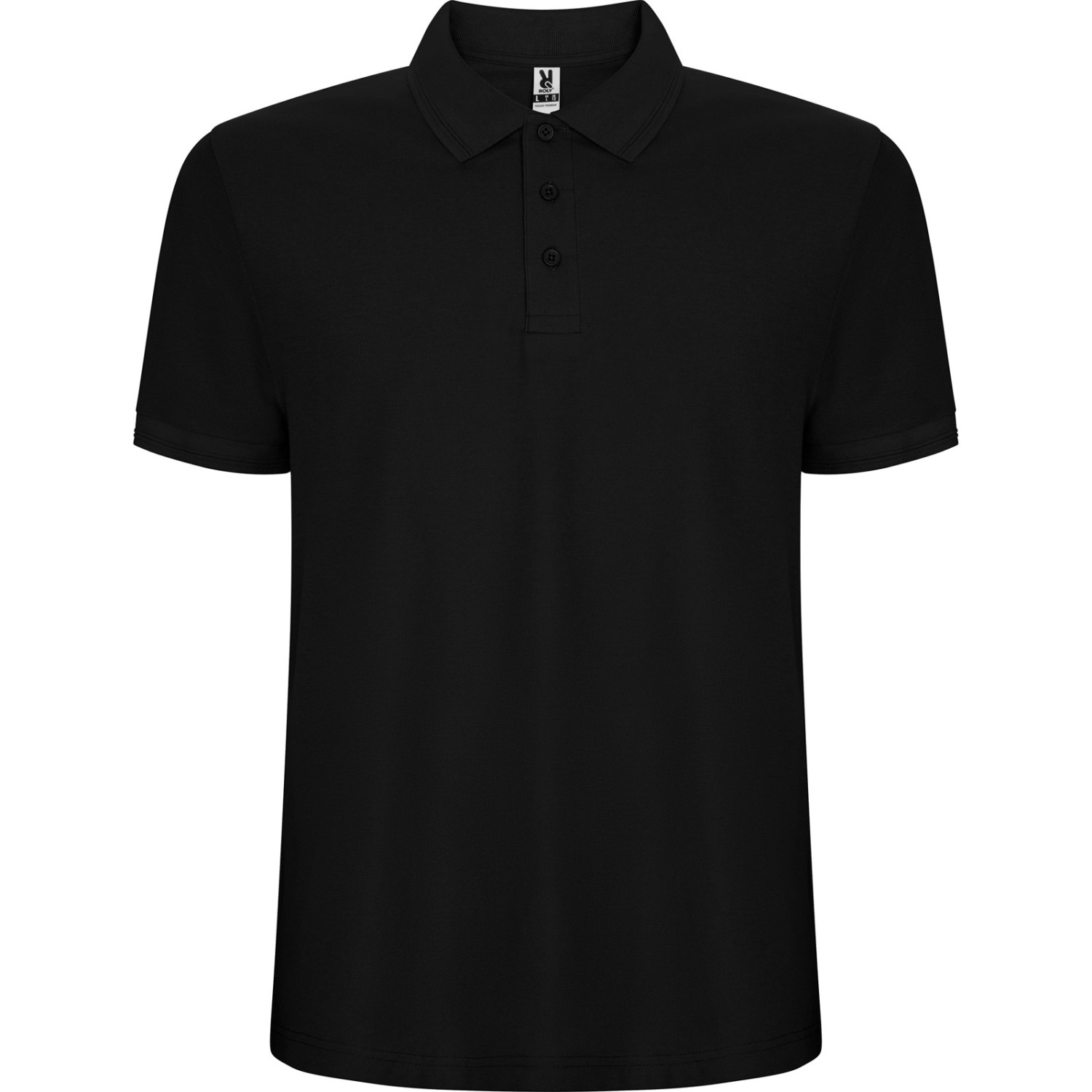 0. Foto Polo Shirt PEGASO Premium mit Logo Text Druck (Farbe: schwarz Größe: M)