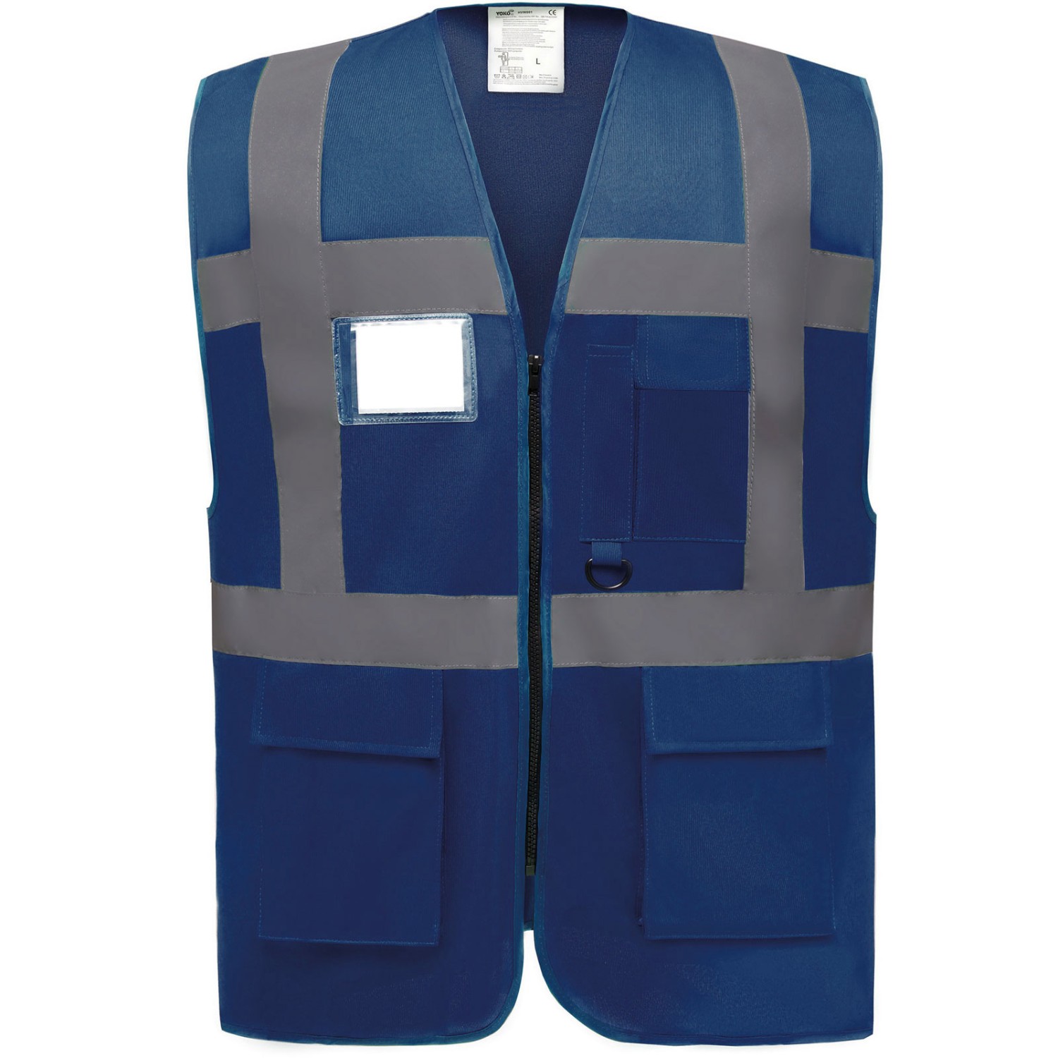 0. Foto Warnweste HVW801 Navy Blau M mit Taschen und Reißverschluss