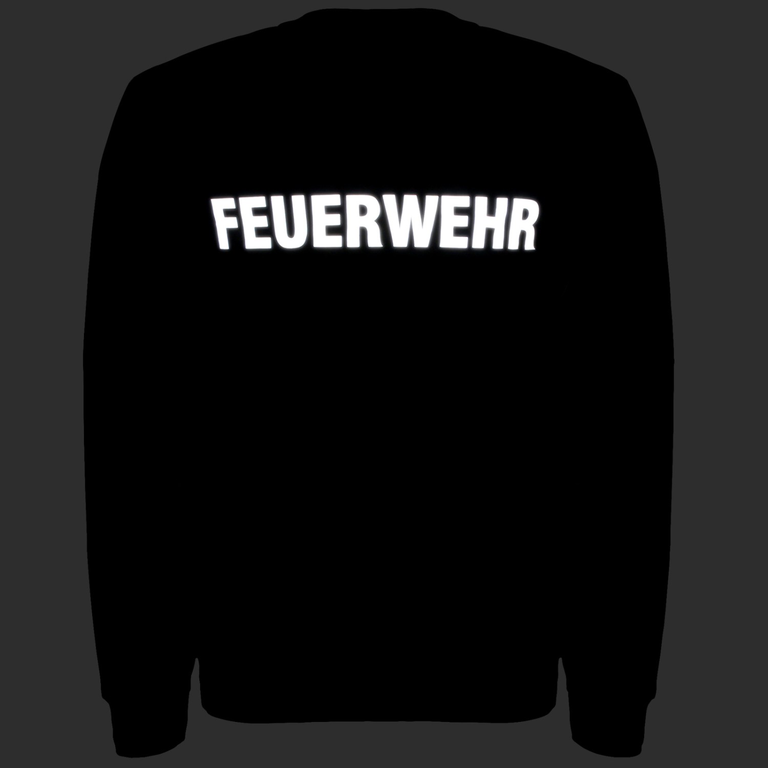 2. Foto Pullover Feuerwehr Sweatshirt mit Aufdruck silber reflektierend (Farbe: schwarz Größe: 3XL)