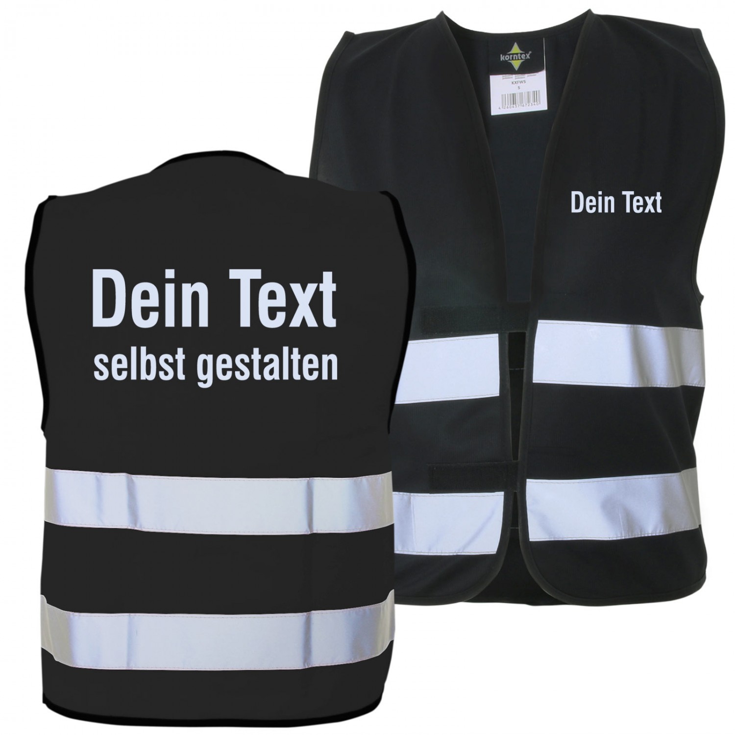 1. Foto Warnweste Funktionsweste Schwarz M mit Druck selbst gestalten