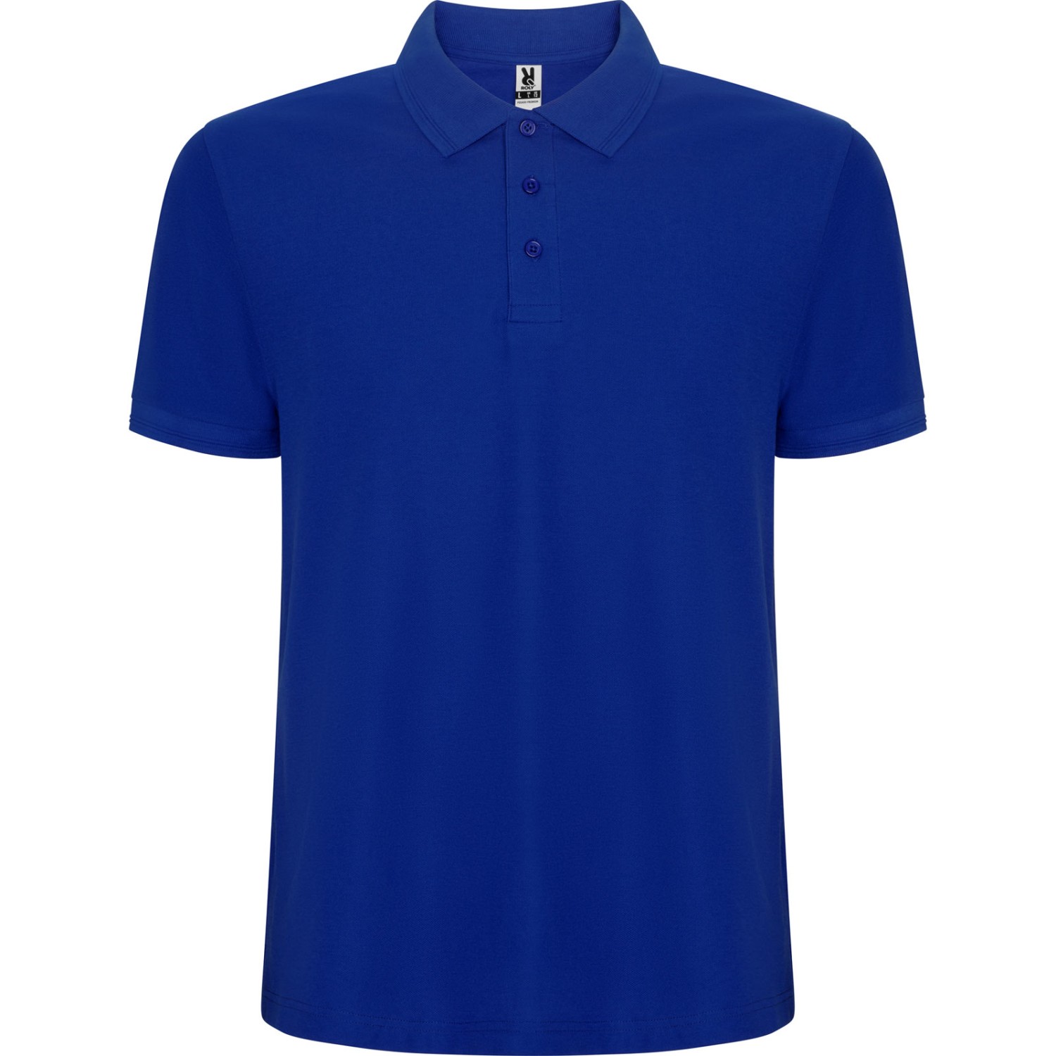 0. Foto Polo Shirt PEGASO Premium mit Logo Text Druck (Farbe: royalblau Größe: L)