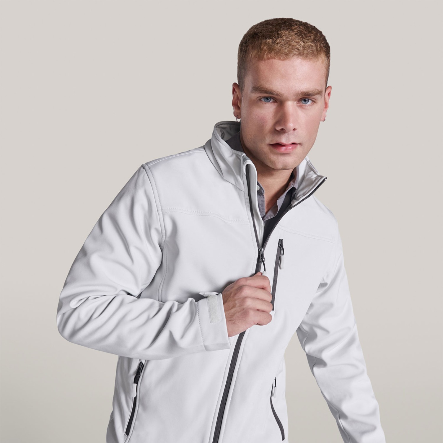 3. Foto Softshell Jacke ANTARTIDA Weiß L Arbeitsjacke Aufdruck selbst gestalten