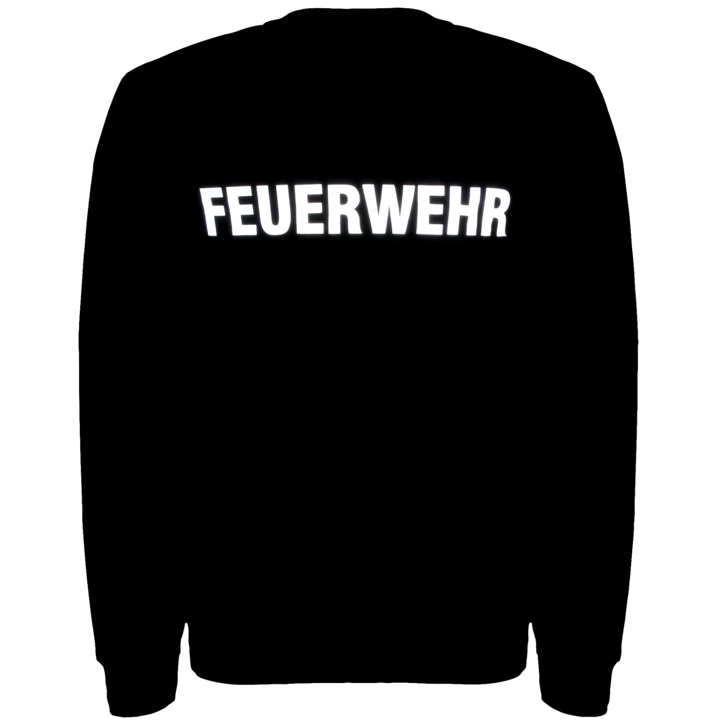 0. Foto Pullover Feuerwehr Sweatshirt mit Aufdruck silber reflektierend (Farbe: schwarz Größe: L)