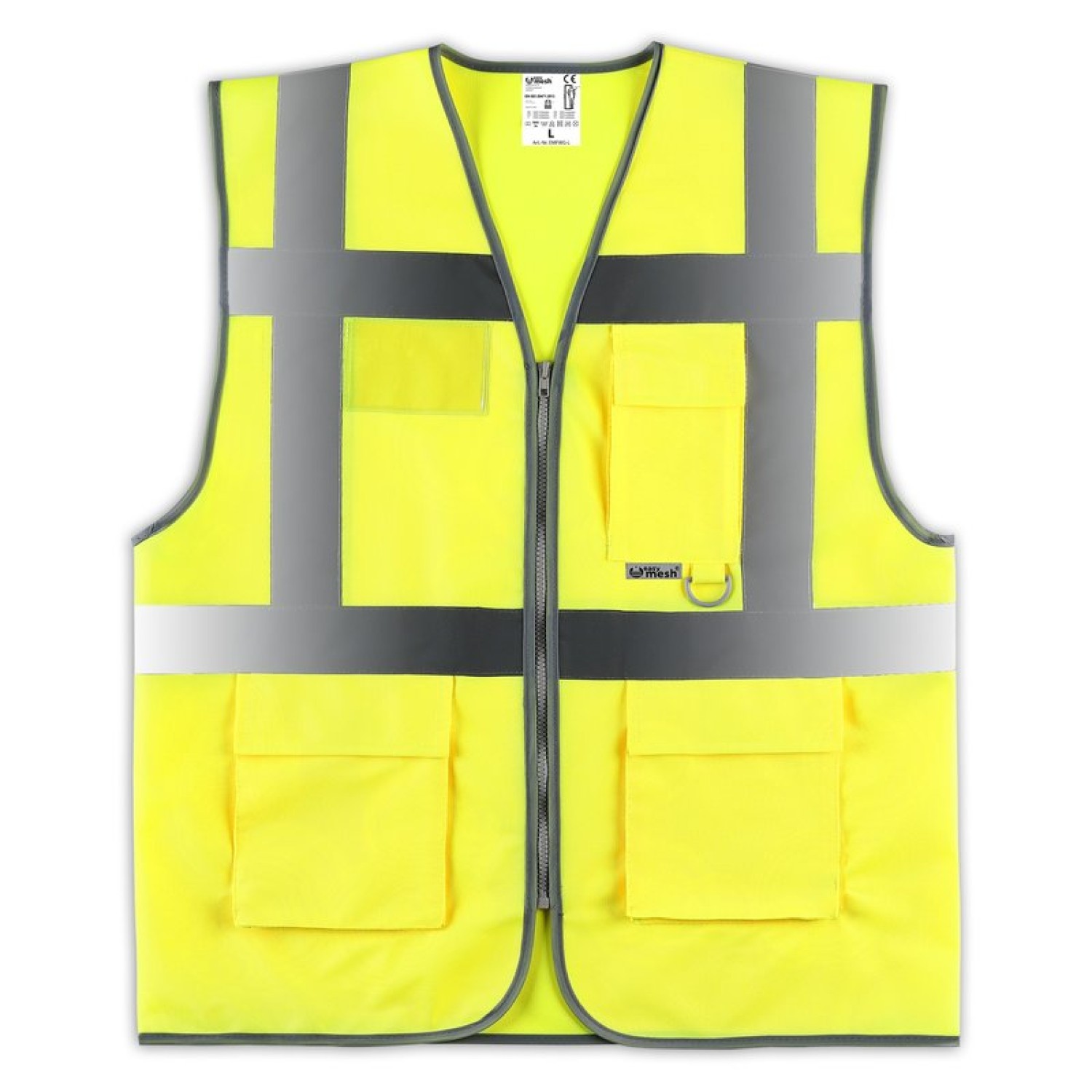 0. Foto Warnweste FUNCTION Reißverschluss und Taschen mit Druck (Farbe: gelb Größe: L)