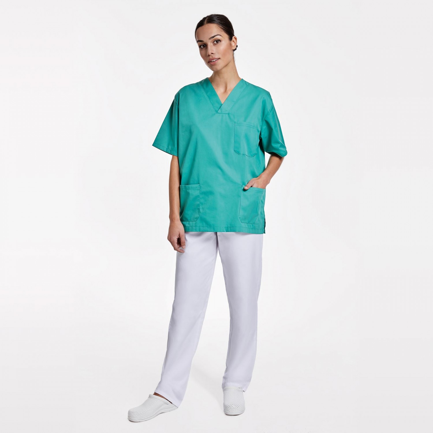 2. Foto Schlupfkasack Medizin Pflege Unisex Hemd Jacke (Farbe: OP-grün Größe:  L)