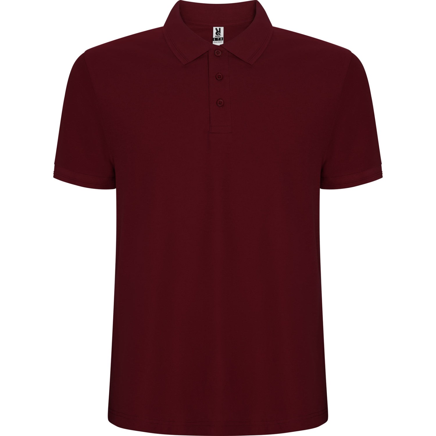 0. Foto Polo Shirt PEGASO Premium mit Logo Text Druck (Farbe: granatrot Größe: XL)
