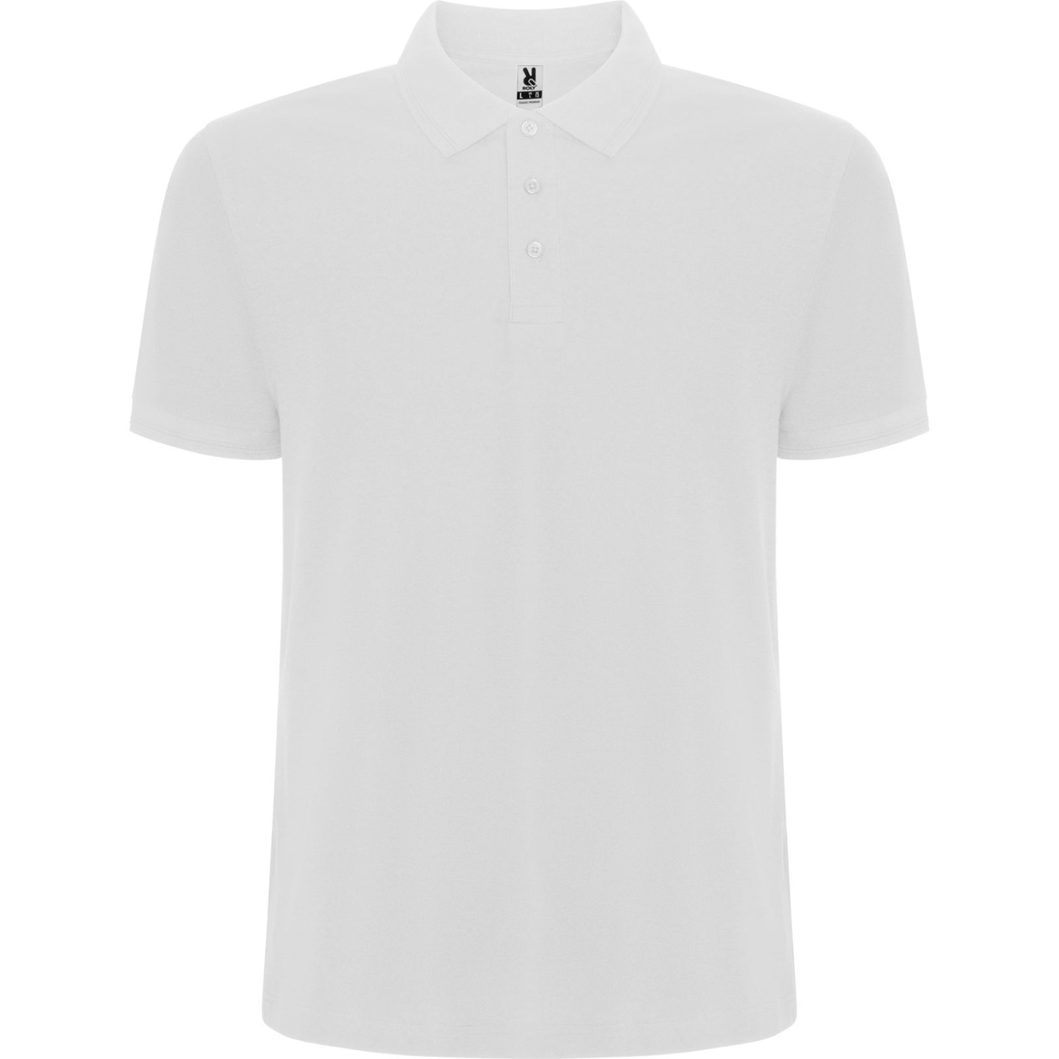 0. Foto Polo Shirt PEGASO Premium mit Logo Text Druck (Farbe: weiß Größe: S)