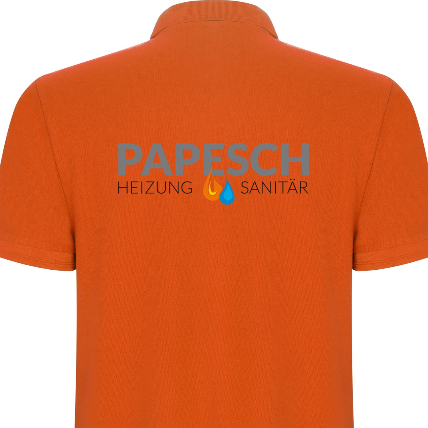 1. Foto Polo Shirt PEGASO Premium mit Logo Text Druck (Farbe: orange Größe: S)