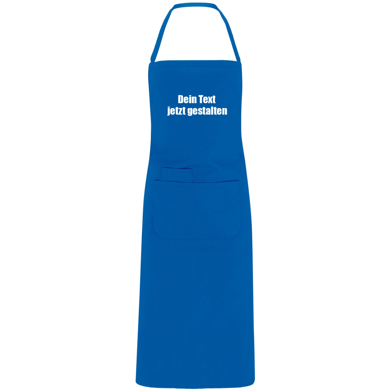 0. Foto Schürze Bistroschürze Kochschürze lang mit Logo Text bedrucken (Farbe: blau)