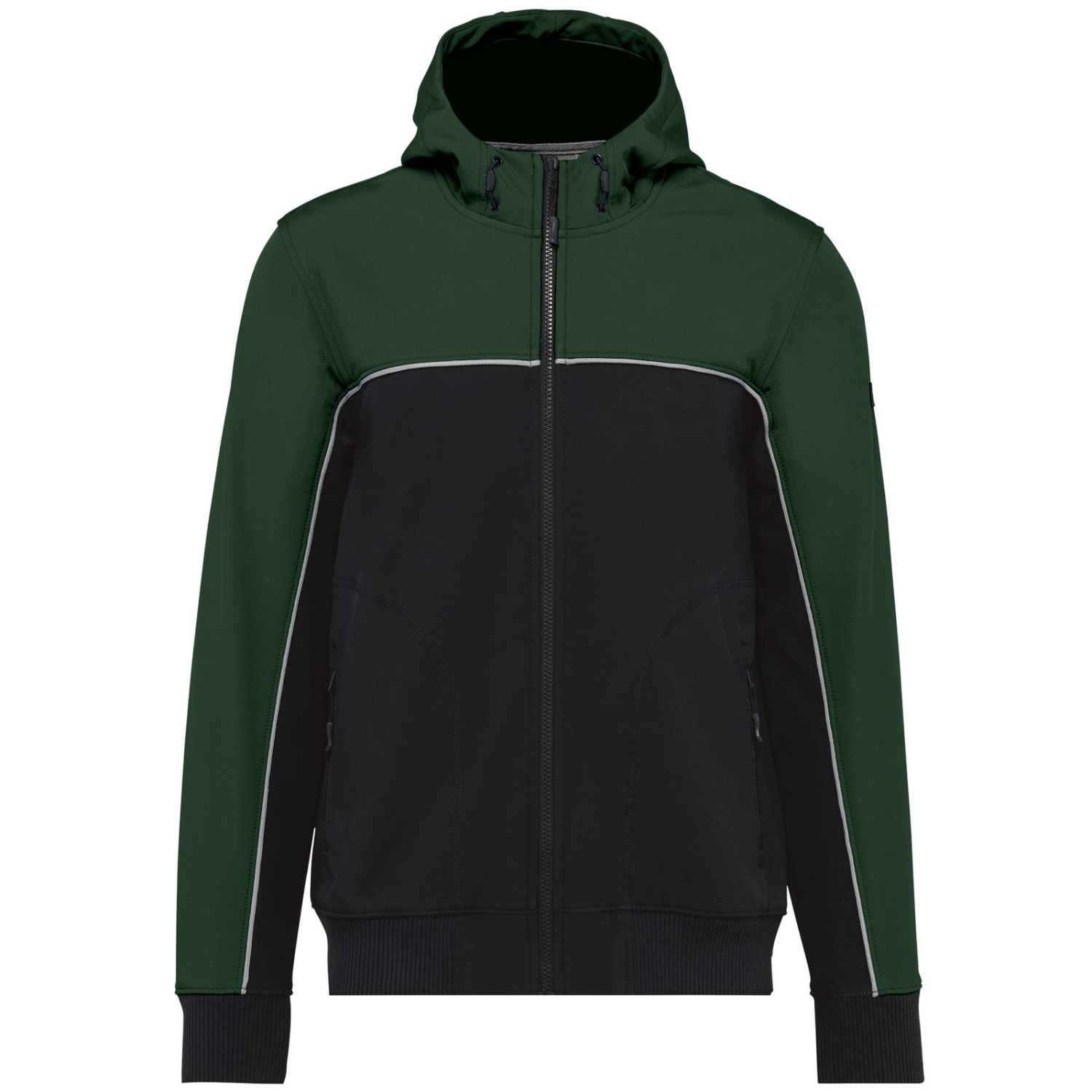 Softshell Jacke GEDSER mit Druck Logo Namen (Farbe: Grau / Schwarz Größe: S) Grün / Schwarz