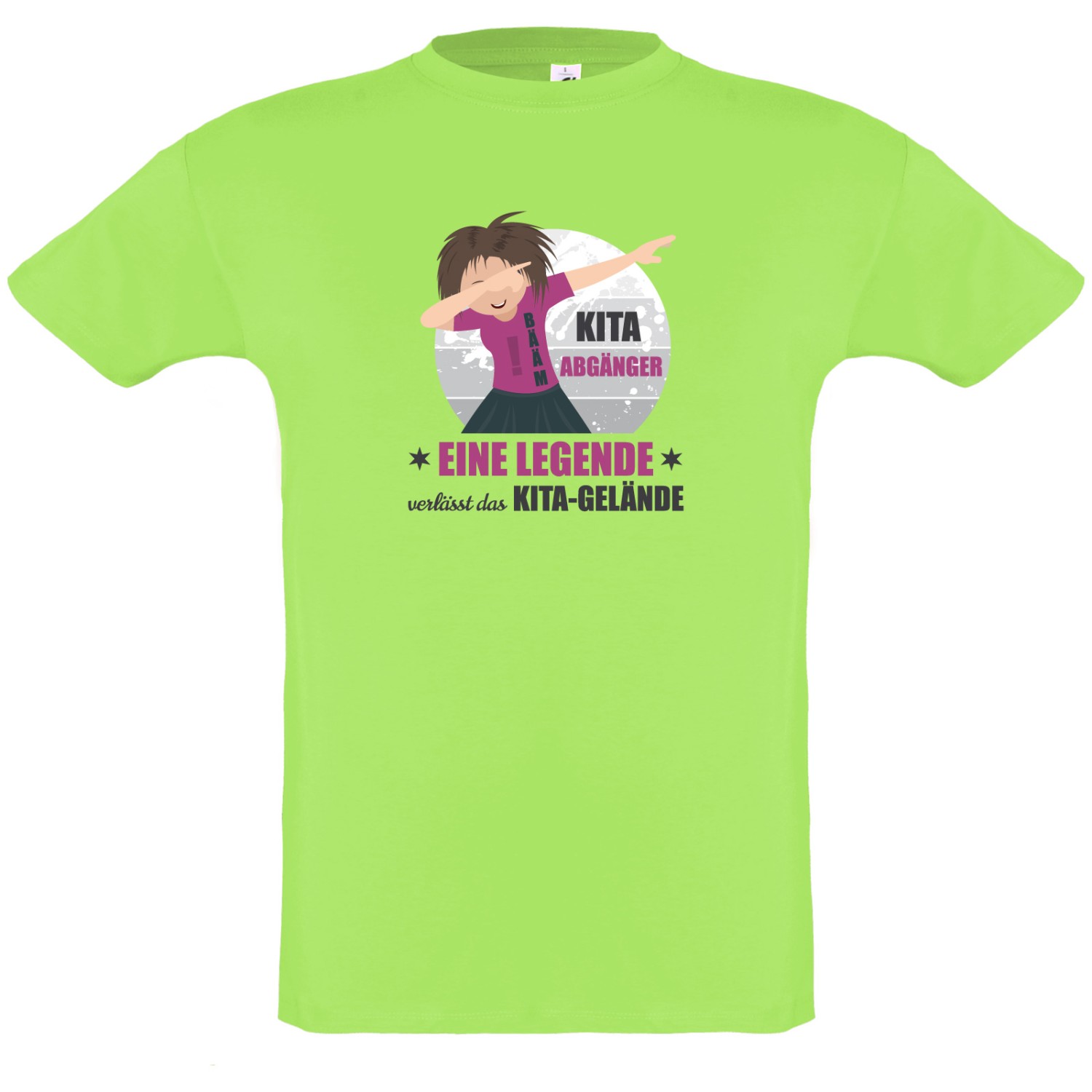 0. Foto T-Shirt Kita Mädchen Abgänger Legende Shirt Kindergarten (Farbe: limette Größe: 106/116)