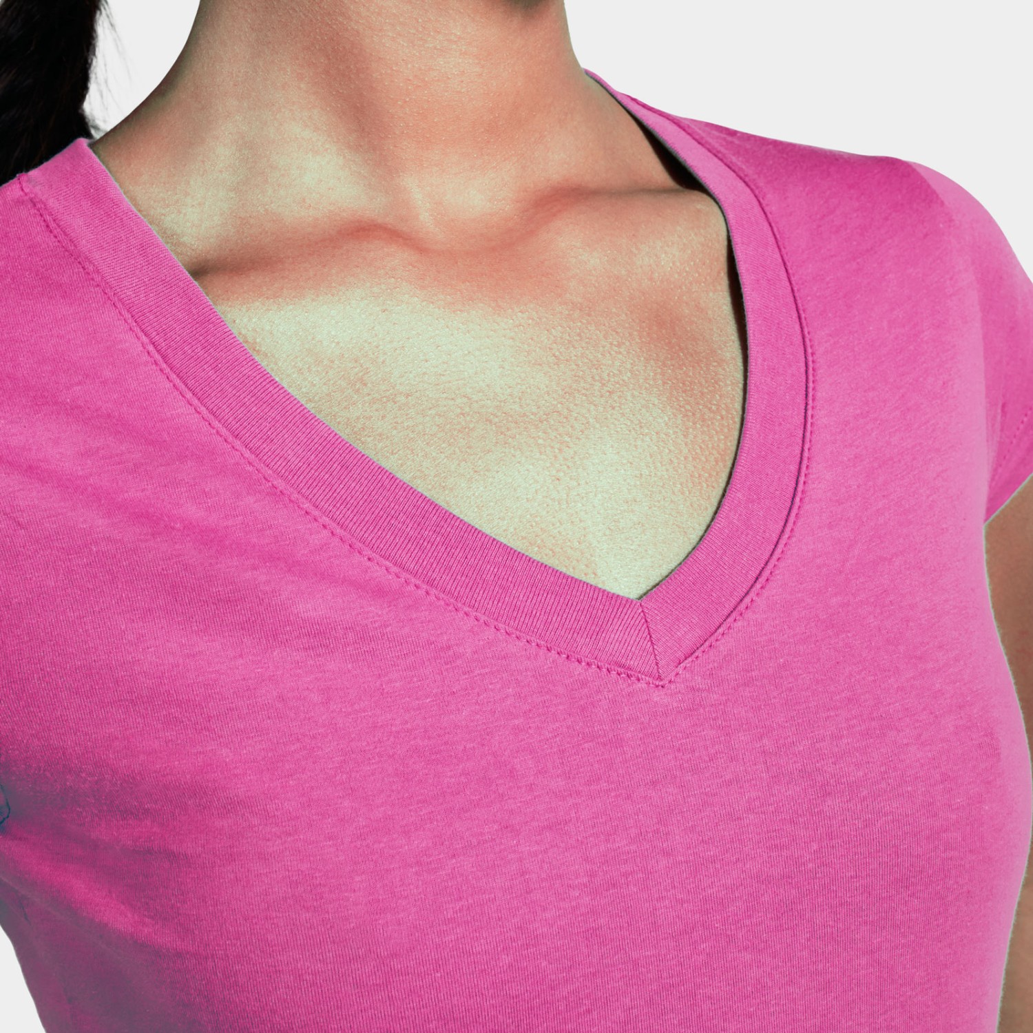 2. Foto Shirt VICTORIA V-Ausschnitt Pink Ladies Größe XL mit Druck