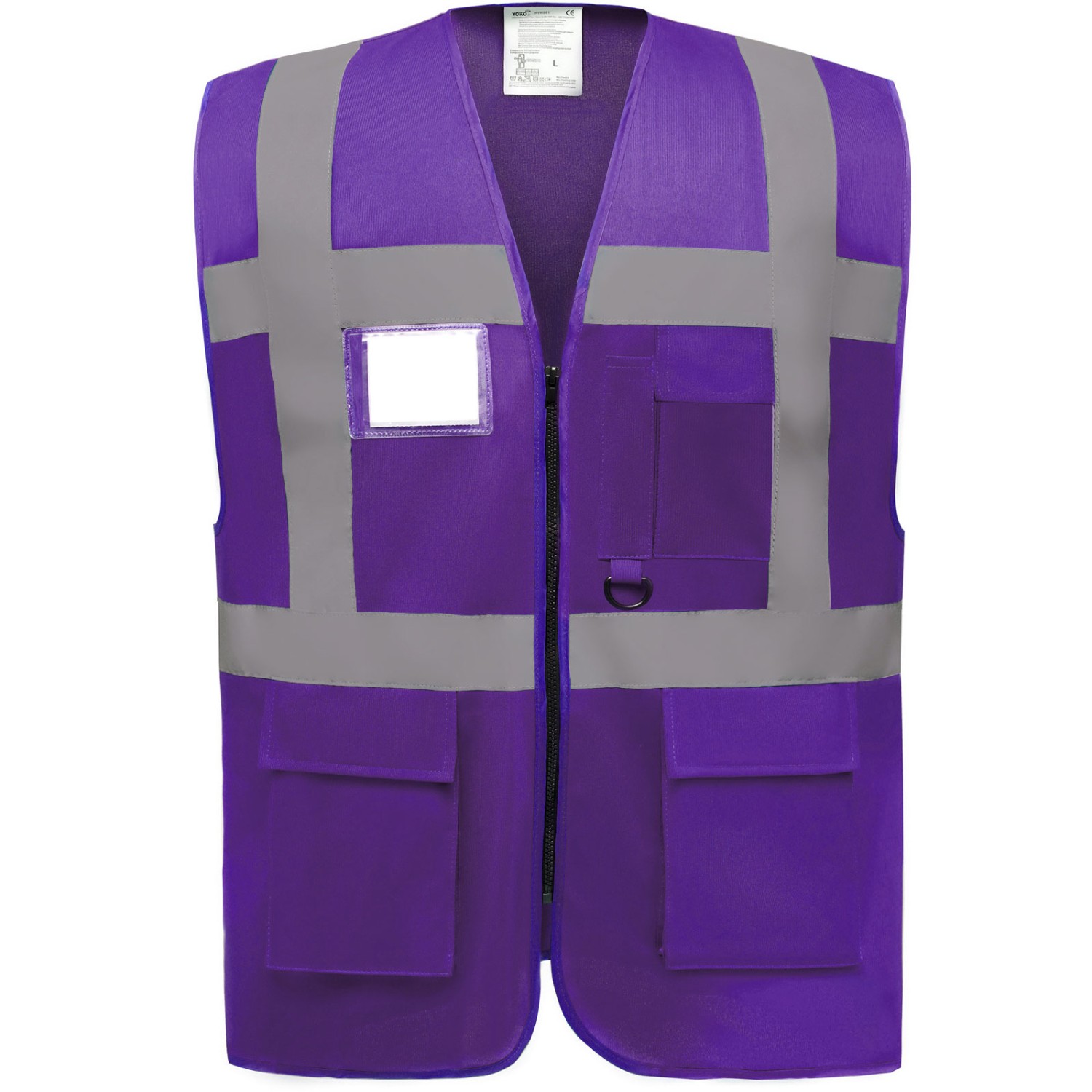 0. Foto Warnweste HVW801 Violett L mit Taschen und Reißverschluss
