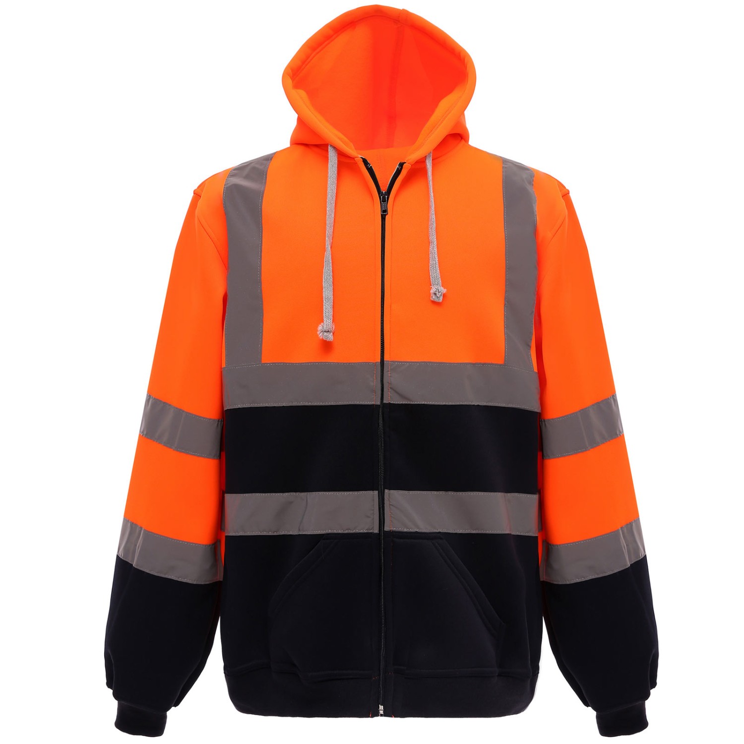 Hoodie YOKO Schwarz HiVis Kapuzen Pullover Größe L reflektierend Orange und Navy