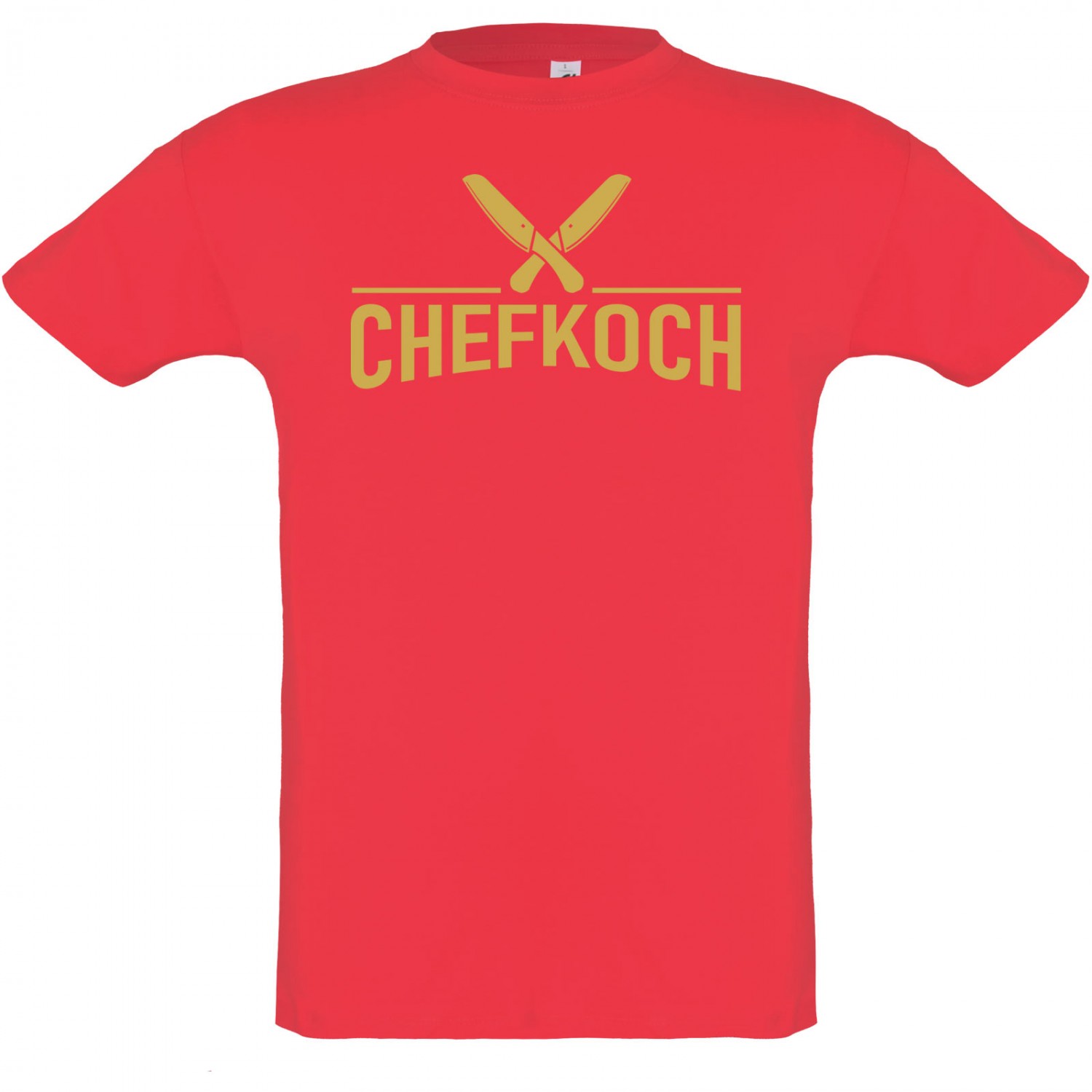 Chefkoch Shirt T-Shirt mit Aufdruck auf Brust Koch Kochshirt (Farbe: rot Größe: XXL)