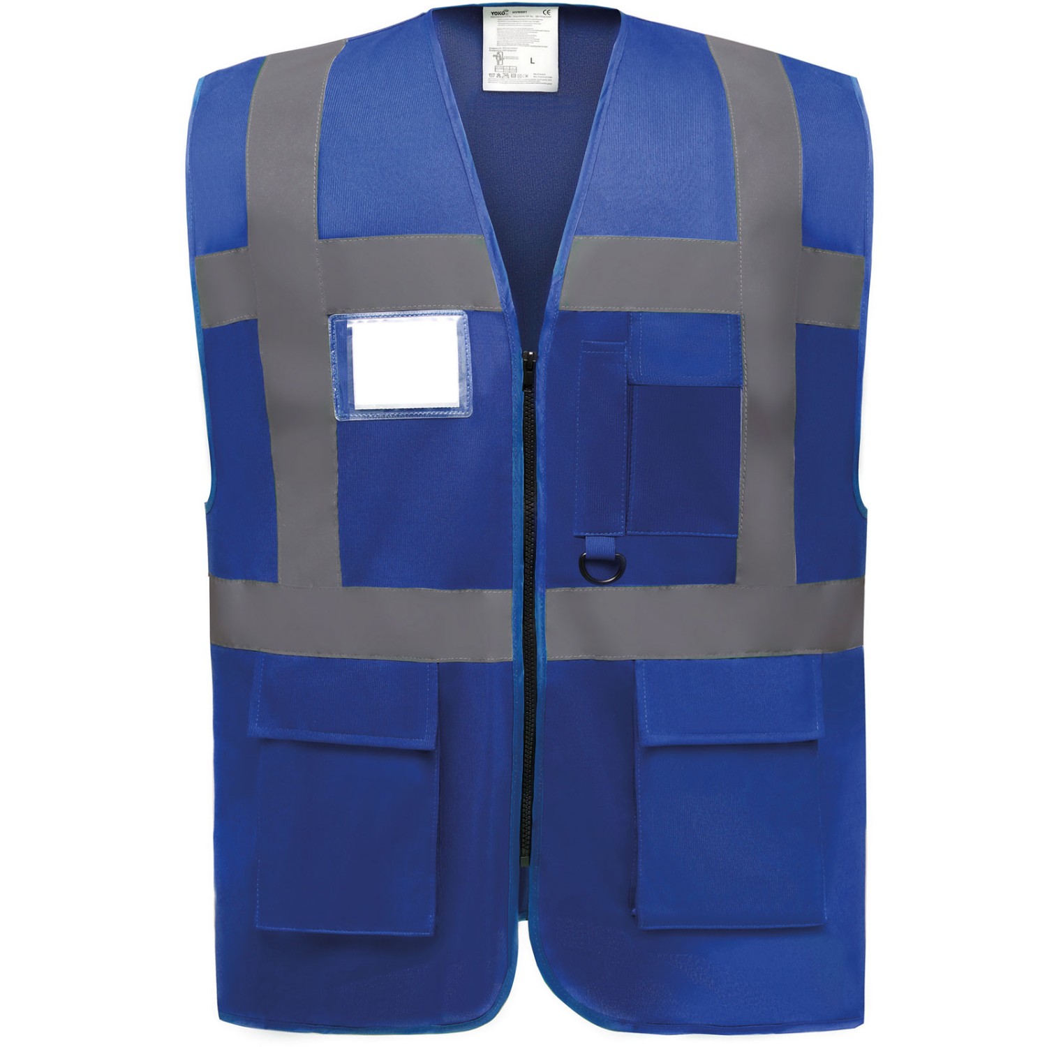 0. Foto Warnweste HVW801 BLAU XL mit Taschen Reißverschluss und Druck