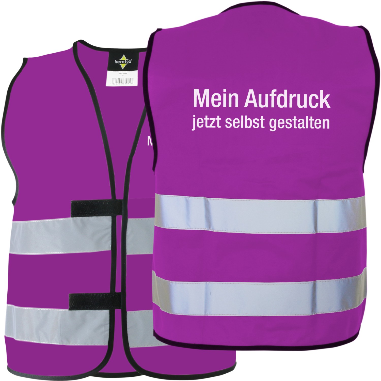 0. Foto Warnweste Violett Funktionsweste COLOR Größe M mit Druck
