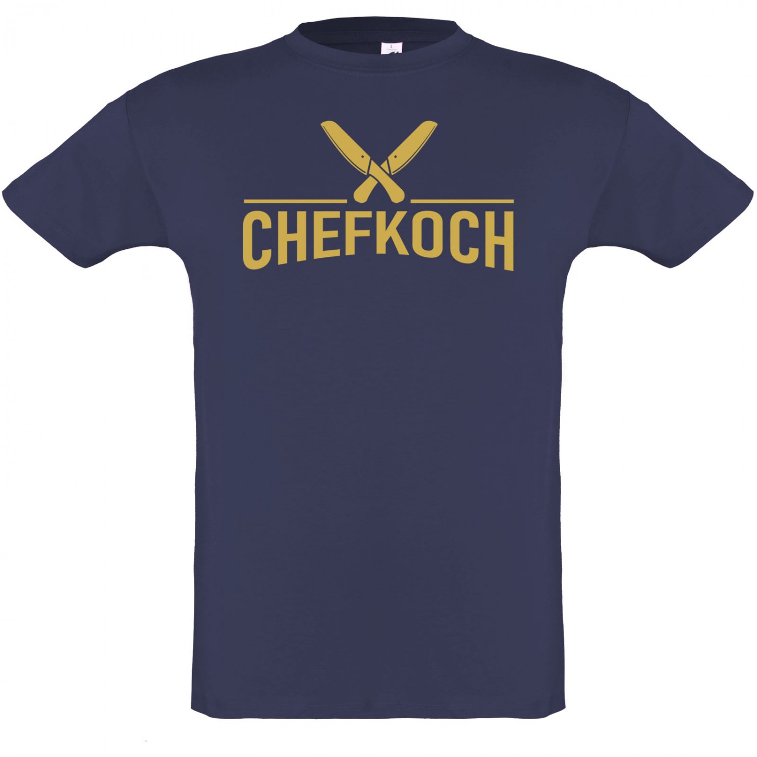 Chefkoch Shirt T-Shirt mit Aufdruck auf Brust Koch Kochshirt (Farbe: navyblau Größe: L)