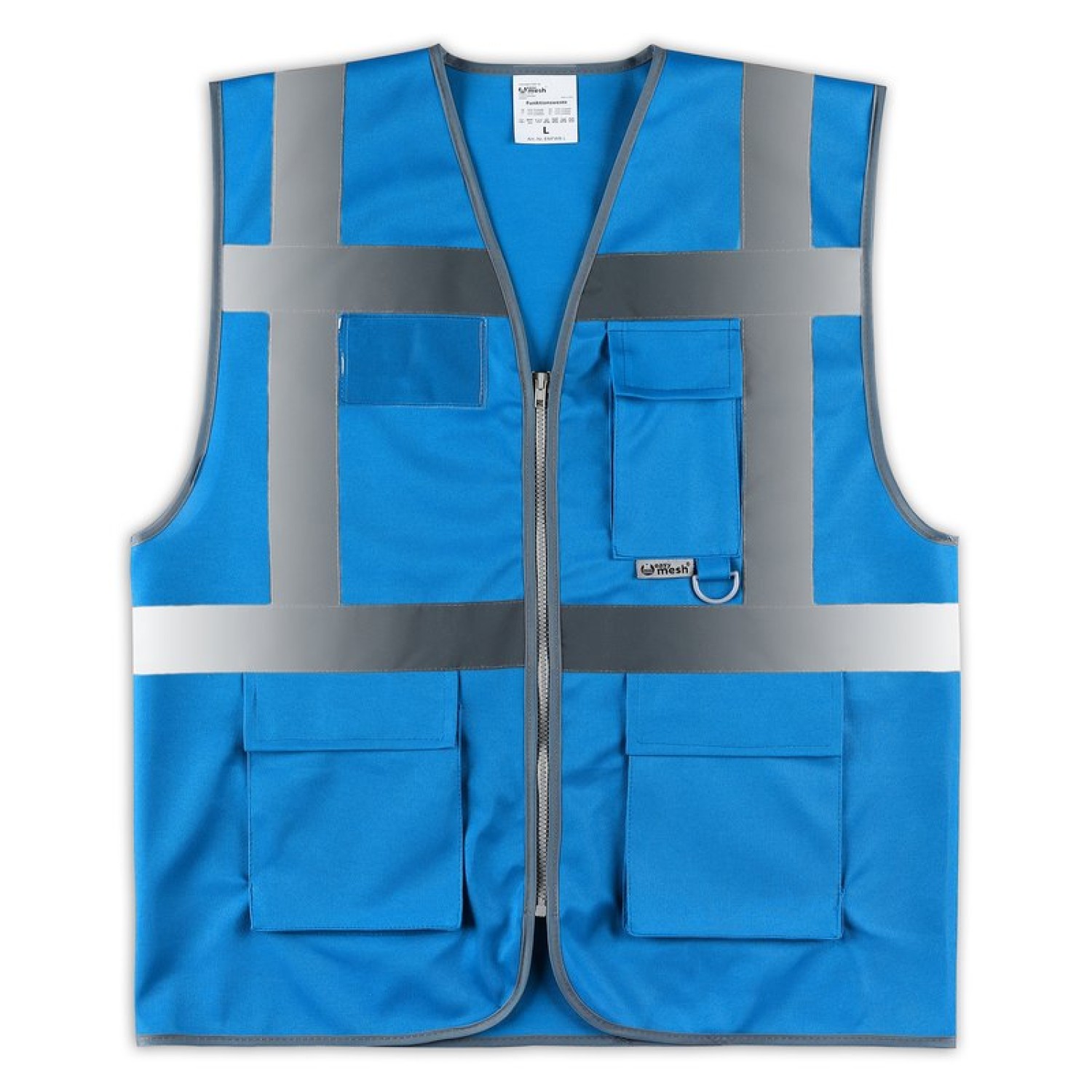 0. Foto Warnweste FUNCTION Reißverschluss und Taschen mit Druck (Farbe: blau Größe: XL)